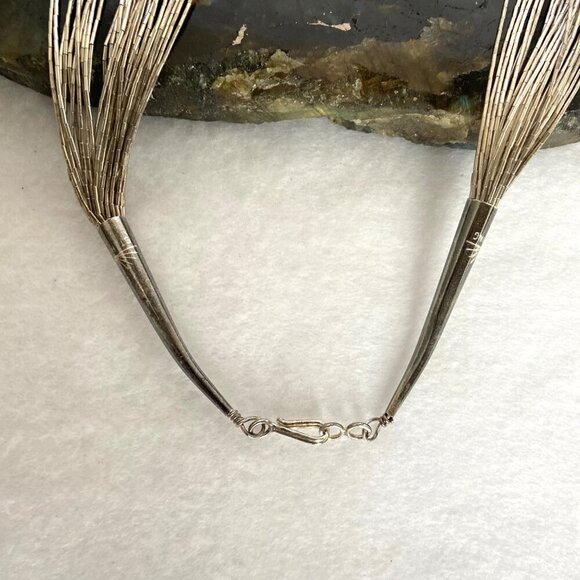 VTG Sterling Silver 925 Beaded Liquid Silver Multi Strand Layered Necklace 20.5" - Picture 9 of 16
